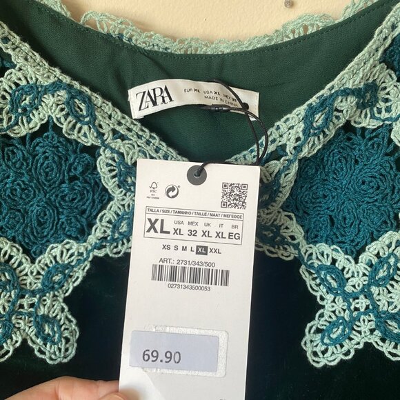 Zara Women's Green and Blue Dress - Picture 5 of 5